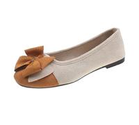 Women's Flat Shoes Spring Summer and Autumn Lightweight Suede Round Toe Shallow Mouth Soft Bottom Bow Single Shoes Daily Dating Commuting Large Size Ballet Shoes Flat Shoes Shoes Women (Brown, 4.5)