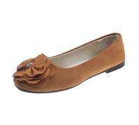 Womens Flat Shoes Summer Comfy Lightweight Suede Flower Round Toe Flats Casual Candy Color Slip On Ballet Shoes Working Shoes Daily Dating Commuting Pregnant Loafers Brown