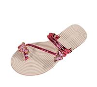 Women's Flat Shoes Summer Open - Bohemian Sandals Women Summer Comfortable Flip Flops Beach Strappy Sandals with Butterfly Rhinestone Sandals with Ankle Closure Braided Lightweight Casual Shoes, hot