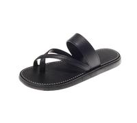 Women's Flat Slide Pinch Toe Sandals Black Roman Style urable Rubber Sole Simple Casual Slip On Thong Footwear Ideal for Summer Relaxation and Everyday Using Walking Beach (Black, 6)
