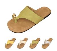 Women's Flat Slide Sandals Open Split-Toe Ring Summer Dressy Slides Sandal Non-Slip Slip-on Beach Holiday Vacation Casual Shoes Outdoor Fashion Comfort Walking Traveling Footwear Green