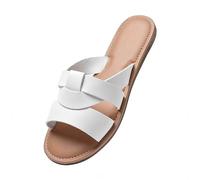 Women's Flat Slides Sandals Round Open Toe Sandals Wrap Vamp Weave Strap Slippers Orthopedic Solid Color Flat Slides Summer Fashion Anti-slip Shoes Sandals Comfortable Casual Beach Shoes UK Size 3-7.5