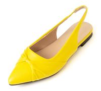 Women's Flat Slingback Sandals with Lace Slip On Breathable Sandals for Office Women Lace Toe Flat Ankle Strap Low Heels Slip On Shoes Party Sandals, O yellow, 1 UK