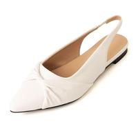 Women's Flat Slingback Sandals with Lace Slip On Breathable Sandals for Office Women Lace Toe Flat Ankle Strap Low Heels Slip On Shoes Party Sandals, O White, 17 UK