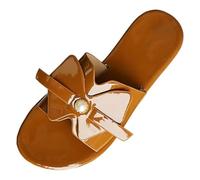 Womens Flat Slip On Sandals,Beach Slides For Women Shiny Patent Leather Upper Sandals Round Open Toe Breathable Summer Slippers With Pearl Accent Non-Slip Comfy Plantar Causal Mules