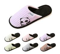 Womens Flat Slippers Womens Panda Slippers Comfy Warm Slides Cute Cartoon Slipper Closed Toe Silent Slipper Lightweight Bedroom Shoes Winter House Shoes Wide Fit Ladies Slides Soft Non-Slip Sliders