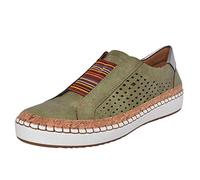 Women's Flat Sports Shoes, Slip-On Trainers, Breathable Slip-On Shoes, Without Laces, Comfortable Casual Running Shoes, Lightweight Gym Walking Shoes, Morning Training, Fitness Shoes, Green, 7 UK