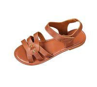 Women's Flat Strappy Sandals - Adjustable Braided Cross Strap Summer Shoes, Open Toe Comfortable Casual Sandals with Wide Fit