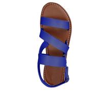 Womens Flat Strappy Sandals UK Open Toe Multi-Strap Sandals with Adjustable Ankle Buckle Shiny Faux Leather 3-Strap Slippers Summer Casual Low Wedges Shoes Fashion Lightweight Daily Wear