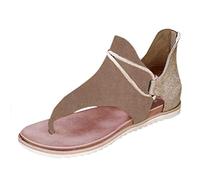 Women's Flat Summer Sandals, Comfortable Women's Sandals with Simple Design, Lightweight Casual Shoes, Non-Slip Summer Shoes, Everyday Sandals, Fashionable Flip Flops, Toe Separator Sandals, khaki, 10