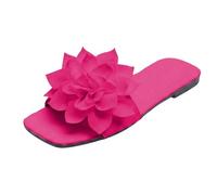 Women's Flat Summer Shoes with Bow Flowers Mules Comfortable Lightweight Slippers Leisure Toe Separator Breathable Swimming Sandals Summer Shoes Comfortable Beach Slippers, O Hot Pink, 5 UK