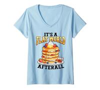 Women's Flat World Pancakes Funny Breakfast V-Neck T-Shirt