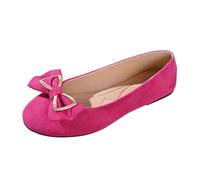 Womens Flats Shoes Summer Lightweight Suede Bow Round Toe Ballet Flats Block Heel PU Pumps Slip On Closed Toe Dress Shoes Daily Dating Commuting Hot Pink