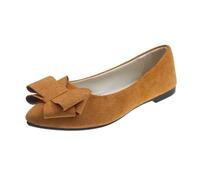 Womens Flats Shoes Summer Lightweight Suede Bow Round Toe Ballet Flats Block Heel PU Pumps Slip On Closed Toe Dress Shoes Daily Dating Commuting Loafers Brown