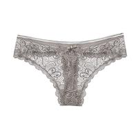 Womens Flattering Underwear Soft Panties Briefs Lace Cutout Sexy Hipsters Breathable Thongs Low Waist Clear See Through Comfor Bikini Panties Funny Underpants Butt Lifting Grey