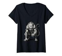 Women's Flauros Midnight Mischief The Watchful Beast V-Neck T-Shirt