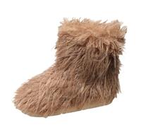 Women's Fleece Boot Round Toe Suede Winter Comfy Plush Warm Short Outdoor Indoor Flat Shoes Mid-Calf Boots Non lip Flat Boots now Boot (Khaki, 4.5)