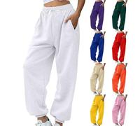 Women's Fleece Cuffed Jogging Bottoms Thermal Sweatpants Thicked Warm Winter Trousers Solid Color Tracksuit Bottoms with Drawstring Baggy Casual Joggers Outdoor Lounge Travel Workout Streetwear