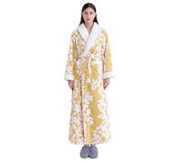 Womens Fleece Dressing Gown No Hood - Womens BathRobe Fleece Plush Warm Lon | Robes - Cosy Dressing Gowns Personalised Dressinggowns Toweling Robe Long Sleeve Nightshirt Robe With Pockets Homewear