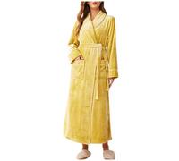 Womens Fleece Dressing Gown Warm Bathrobe Long Towel Kimono Robe with Pocket Luxury Dressing Gown Teddy Fleece Bath Robe Cozy Shawl Collar Lightweight Loungewear Nightwear Homewear Sleepwear Winter