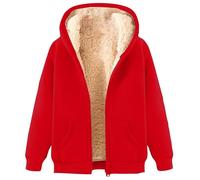 Womens Fleece Full Zip Up Hoodie Plain Casual Oversized Hooded Sweatshirts Winter Thick Sherpa Lined Jacket Cardigan Warm Coats Outerwear with Pockets Gifts for Her