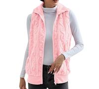 Women's Fleece Gilet Soft Classic Fit Bodywarmer Vest with Zip up Pockets Plush Gilet Solid Color Lightweight Gilets Sleeveless Jacket Cozy Waistcoat,Pink,XXL,u114k