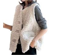 Women's Fleece Gilet UK Clearance Soft Teddy Fleece Classic Fit Bodywarmers Vest Solid Wool Sleeveless Buckle Fluffy Velvet Jacket Waistcoat Winter Warm Outerwear Thermal Vest Ladies