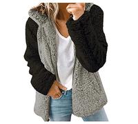 Womens Fleece Hoodie Jacket Sherpa Lined Full Zip up Winter Warm Soft Teddy Fleece Hooded Sweatshirt Fluffy Jumper Hoody Sweater Coat Overcoat Cardigan Ladies Hoodie UK Sale Clearance