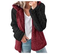 Womens Fleece Hoodie Jacket Sherpa Lined Full Zip up Winter Warm Soft Teddy Fleece Hooded Sweatshirt Fluffy Jumper Hoody Sweater Coat Overcoat Cardigan Ladies Hoodie UK Sale Clearance