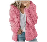 Womens Fleece Hoodie Jacket Sherpa Lined Full Zip up Winter Warm Soft Teddy Fleece Hooded Sweatshirt Fluffy Jumper Hoody Sweater Coat Overcoat Cardigan Ladies Hoodie UK Sale Clearance