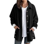 Women's Fleece Jacket Ladies Button Down Lapel Open Front Cardigan Winter Warm Sherpa Fleece Casual Solid Color Plush Teddy Coat Comfortable Fuzzy Outerwear for Daily Lounge & Cold Season Layering