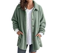 Women's Fleece Jacket Ladies Button Down Lapel Open Front Cardigan Winter Warm Sherpa Fleece Casual Solid Color Plush Teddy Coat Comfortable Fuzzy Outerwear for Daily Lounge & Cold Season Layering