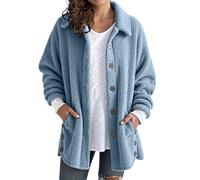 Women's Fleece Jacket Ladies Button Down Lapel Open Front Cardigan Winter Warm Sherpa Fleece Casual Solid Color Plush Teddy Coat Comfortable Fuzzy Outerwear for Daily Lounge & Cold Season Layering
