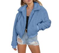 Women's Fleece Jacket Sweater Casual Long Sleeve Full Zip Autumn Hoodie Winter Clothes Sherpa Warm Sweatshirts Comfort Longline Overcoat With Pockets Single Breasted Running Hiking Sports