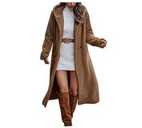 Womens Fleece Jacket Warm Long Teddy Jackets Winter Soft Fuzzy Borg Coat Hooded Sweatshirt with Pockets Thick Sherpa Anorak Warm Loose Plush Outwear Camel XL