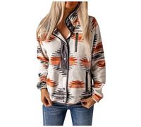 Womens Fleece Jacket Western Aztec Print Long Sleeve Snap Button Down Shacket Jackets Hoodies Coats Outerwear with Pockets