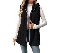 Womens Fleece Jacket Women's Gilets Long Sleeveless Zipper Coats Fashion Teddy Fleece Jacket Warmer Long Solid Color Think Gilets Cashmere Soft Open Fluffy Thick Fuzzy Womens Black XL