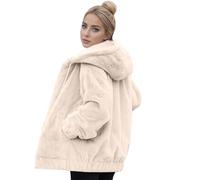 Womens Fleece Jackets Full Zip,Winter Jackets for Women UK Full Zip Fleece Coats Ladies Fall Drawstring Teddy Hooded Cardigan Casual Loose Fuzzy Sherpa Outwear,Teddy Bear Coats for Women,Beige 3XL