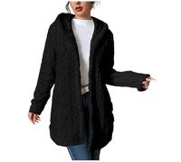 Womens Fleece Jackets Ladies Jacquard Hoodies Winter Warm Lightweight Jackets Full Zip Micro Plush Fluffy Teddy Fleece Hooded Sweatshirt Casual Long Sleeve Outdoor Coat Long Jumper Lounge Tops