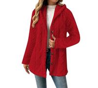 Womens Fleece Jumper Coat Sherpa Lined Fluffy Fuzzy Hoodies Jackets Soft Long Sleeve Button Down Hooded Thermal Cardigans Coats Fashion Winter Warm Outfits