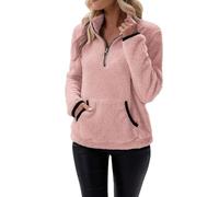 Women's Fleece Jumper, Teddy Jacket, Teddy Fluffy Teddy Fleece Jacket, Cuddly Jumper, Winter Jacket, Fleece Jacket, Plush Jacket, Cuddly Jacket, Hoodie, Softshell Jacket, Winter with Pockets Top, red