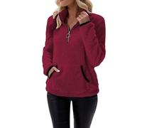 Women's Fleece Jumper, Teddy Jacket, Teddy Fluffy Teddy Fleece Jacket, Cuddly Jumper, Winter Jacket, Fleece Jacket, Plush Jacket, Cuddly Jacket, Hoodie, Softshell Jacket, Winter with Pockets Top, Wine