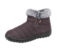 Women's Fleece Lined Ankle Boots Winter Warm Round Toe Short Booties Casual Walking Shoes for Outdoor Indoor