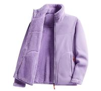 Womens Fleece Lined Full Zip Coats Thickened Winter Dual Coat Zip Up Turtle Neck Fleece Jacket Wiht Pockets Solid Color Sherpa Thermal Thick Outwear Winterproof Ladies Overcoat Outwear