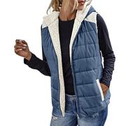 Women's Fleece Lined Gilets UK Sale Ladies Teddy Gilets Body Warmers with Hood Padded Quilted Winter Vest Cardigan Jackets Zip Parka Coat Warm Lightweight Outerwear Jacket with Pockets