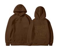Women's Fleece Lined Insulated Trendy Hoodies Trust In The Lord Jesus Fall with Fleece Lining Pullover Sweaters for Teens Christian Hooded Letter Graphic Long Sleeve Y2K Warm Outfits Coffee