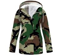 Women's Fleece Lined Jacket Waterproof Camouflage Coat Winter Outdoor Rain Jackets with Hood Functional Windbreaker Jacket Ladies Thermal Windproof Trench Coats