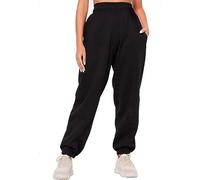 Womens Fleece Lined Jogger Pants, Ladies Casual Pockets Oversized Jogging Tracksuit Bottoms, Soft Warm Elasticated Stretchy High Waist Jog Trouser Sport Gym Yoga Loungwear, Black, 20-22