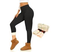 Women's Fleece Lined Leggings Winter Warm Workout Tights High Waisted Thick Thermal Yoga Pants, A-black, Large