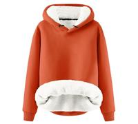 Womens Fleece Lined Matching Best Friend Hoodies with Hood Wool Lined Pullover Sweatshirts Cold Weather Gear Winter Thicken Pullover Hoodies Personalized Hooded with Fleece Lining Orange